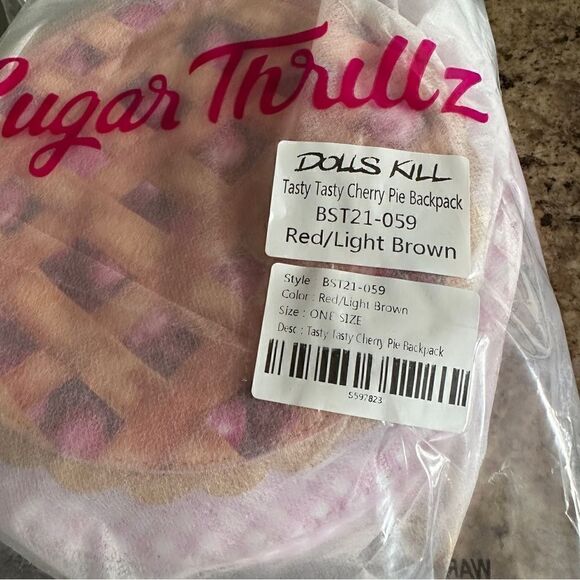 NWT Sugar Thrillz tasty cherry pie pink gingham kitschy kawaii backpack